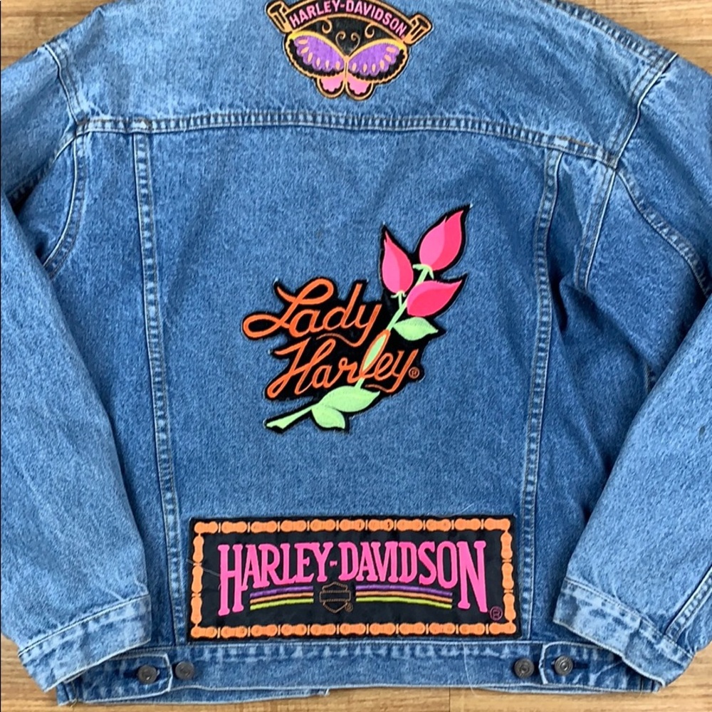 Harley Davidson Vintage Patch Denim Jean Jacket M - Picture 3 of 7